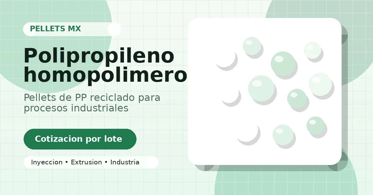 Pellets de polipropileno homopolímero reciclado para uso industrial