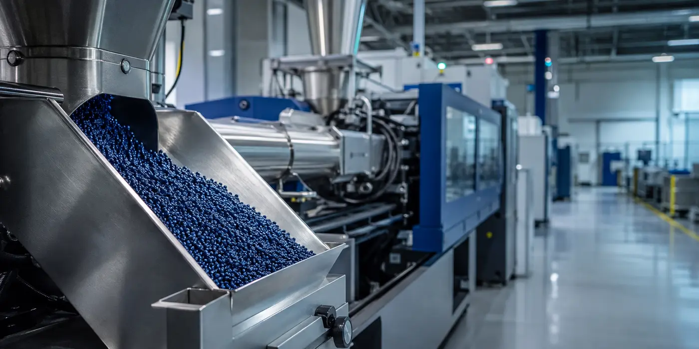 Línea industrial de transformación de pellets plásticos